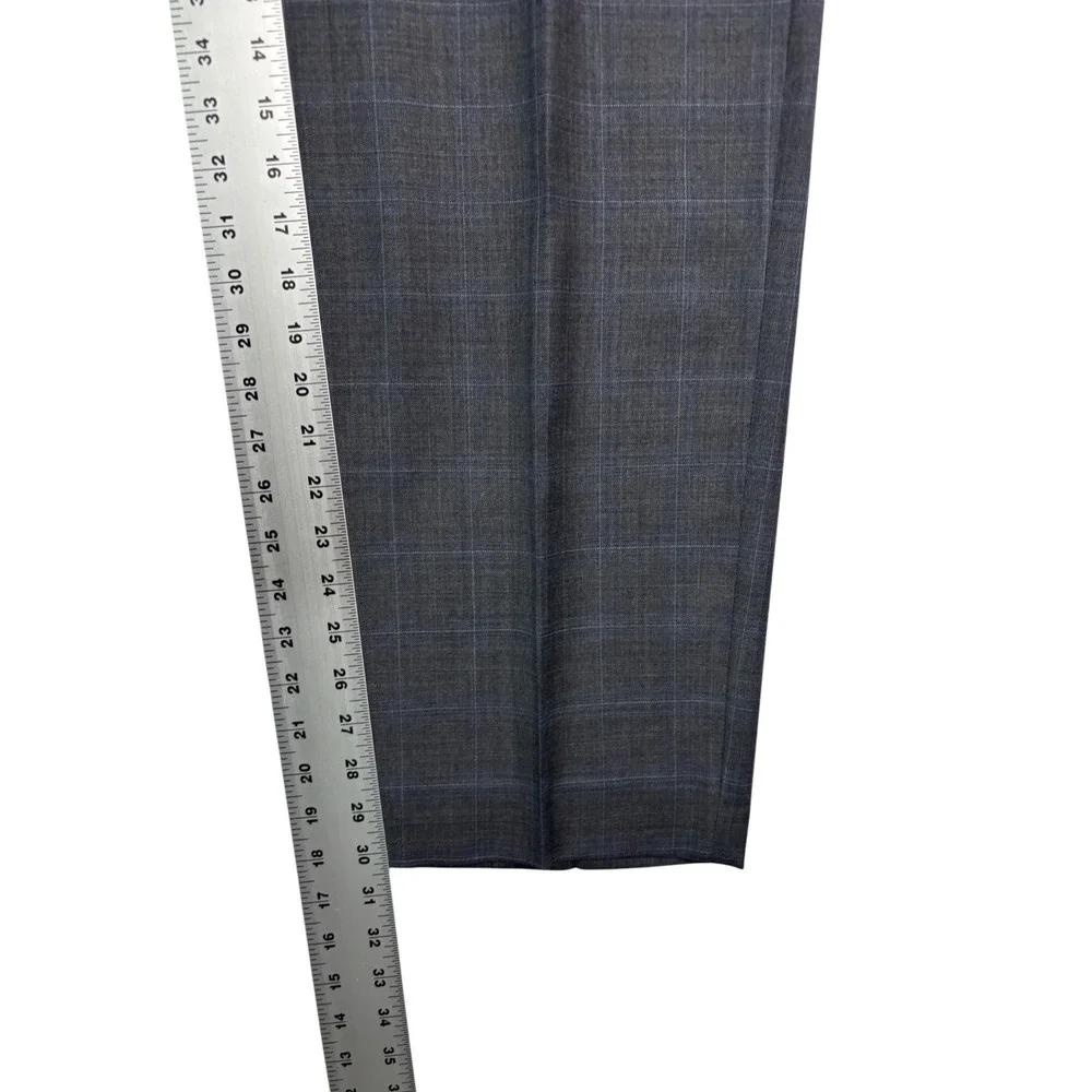 Hart Schaffner Marx 40L 34x30 Charcoal Windowpane 2pc Pant Suit USA Wool Chicago
